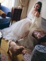 Off-the-Shoulder Mermaid Wedding Dress with Tulle Skirt