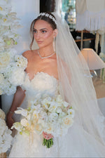 Strapless Lace Sweetheart A-Line Wedding Dress with Train
