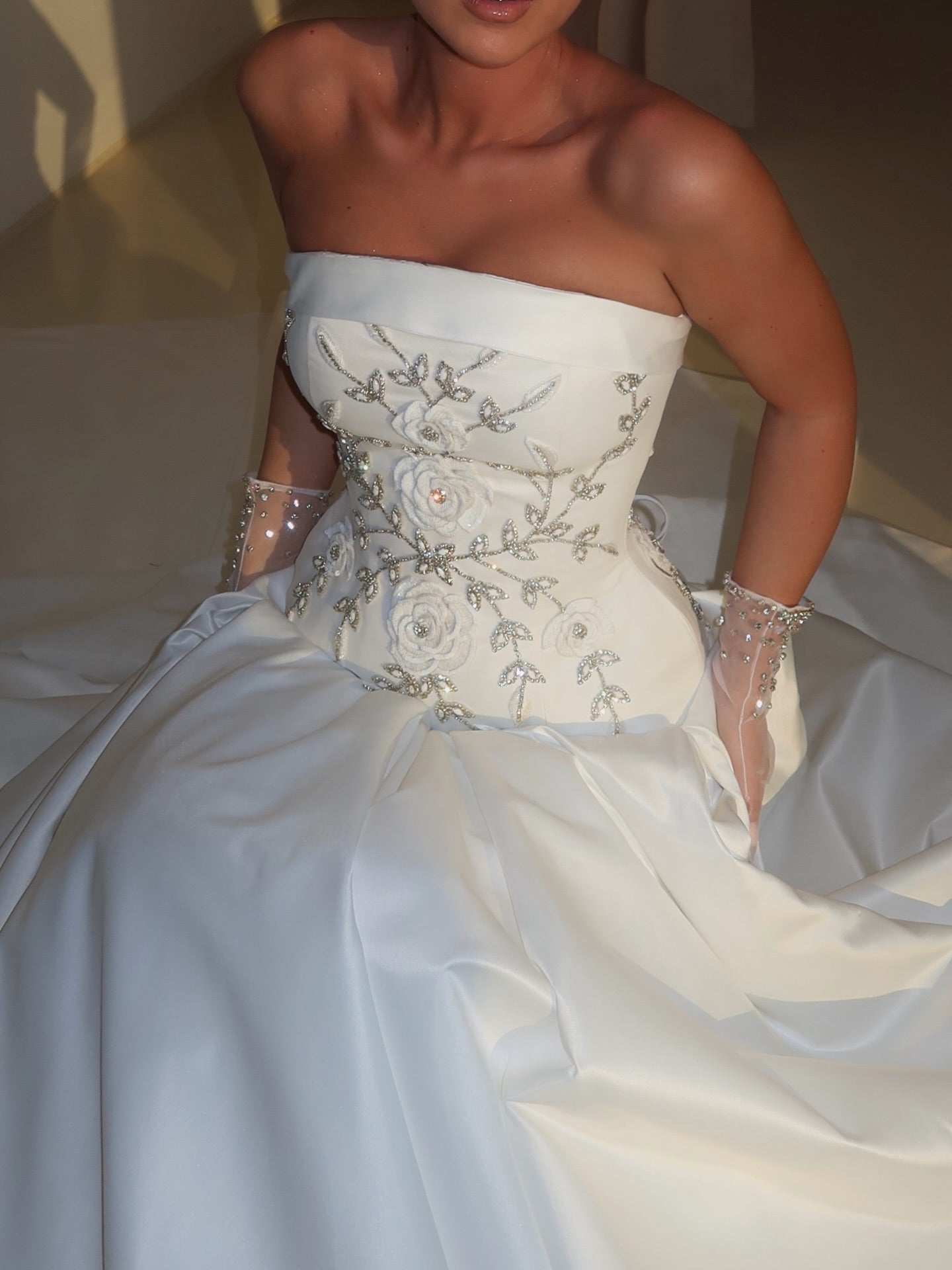 Strapless Beaded Ball Gown Wedding Dress