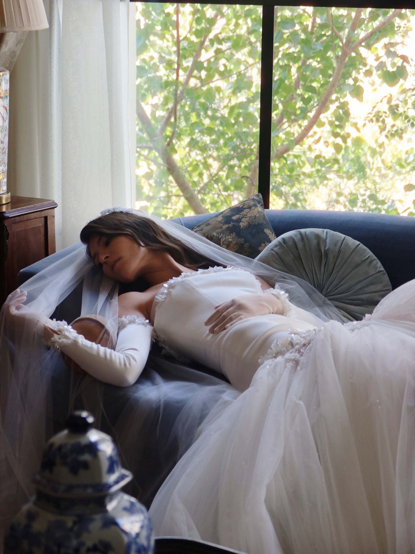 Off-the-Shoulder Mermaid Wedding Dress with Tulle Skirt