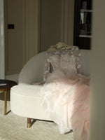 Illusion Lace Long Sleeve Ruffle Gown