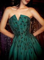 Strapless Beaded Corset A-Line Evening Gown