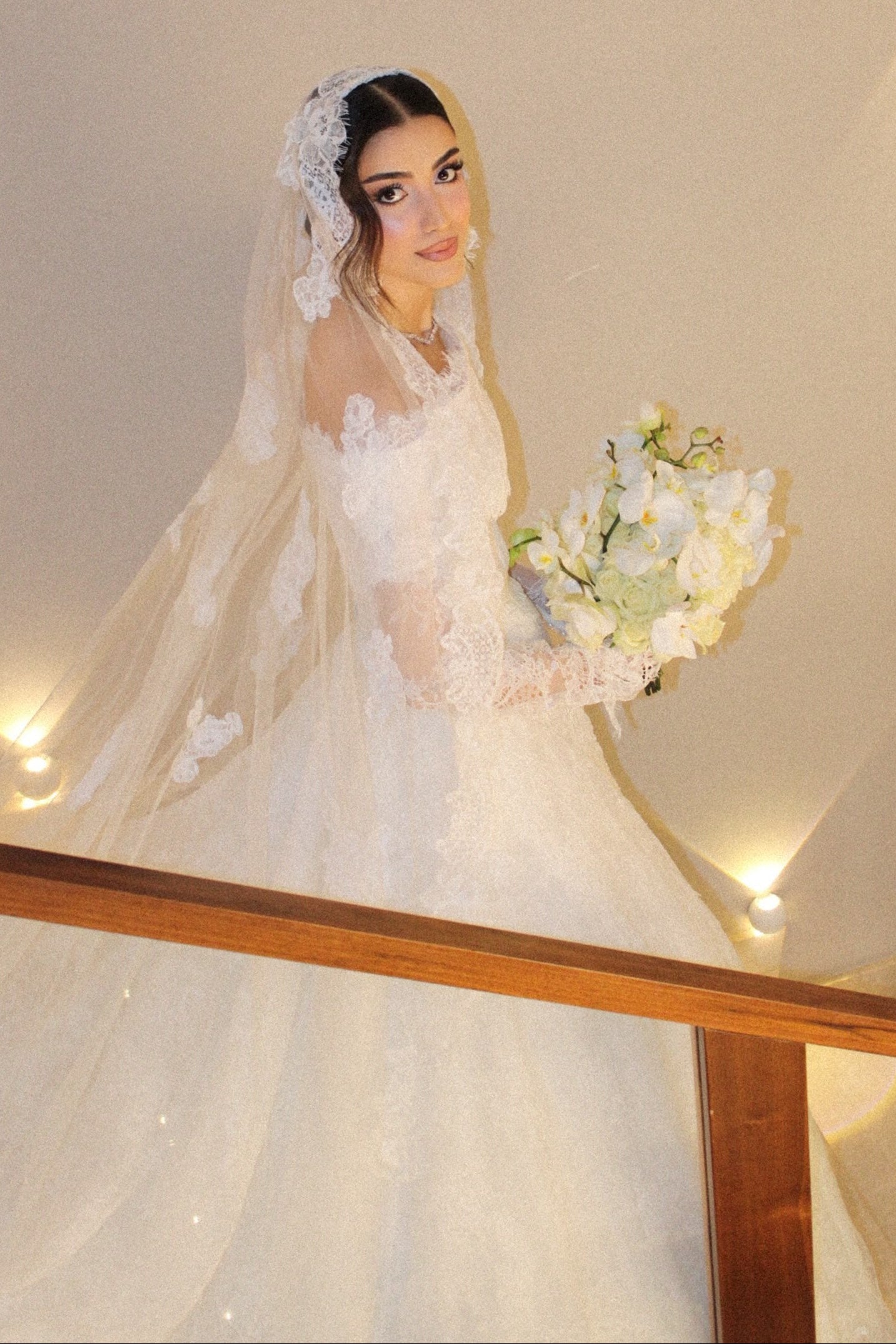 Long Sleeve Lace Ball Gown Wedding Dress