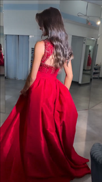 Beaded Bodice Ball Gown with Full Overskirt