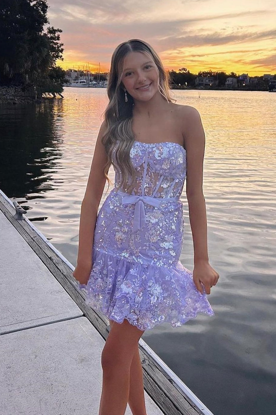 Strapless Corset Sequin Homecoming Dress