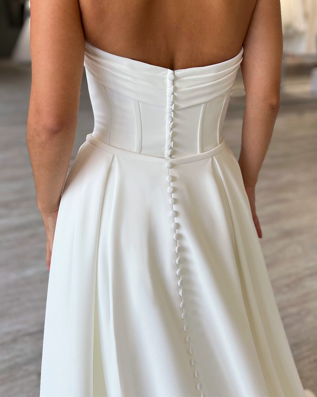 Strapless Satin Corset A-Line Wedding Dress