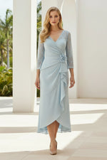 Lace Mock-Wrap High-Low Mother of the Bride Dress