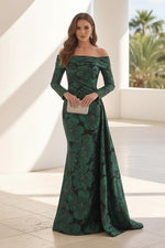 Off-the-Shoulder Floral Gown with Side Drape