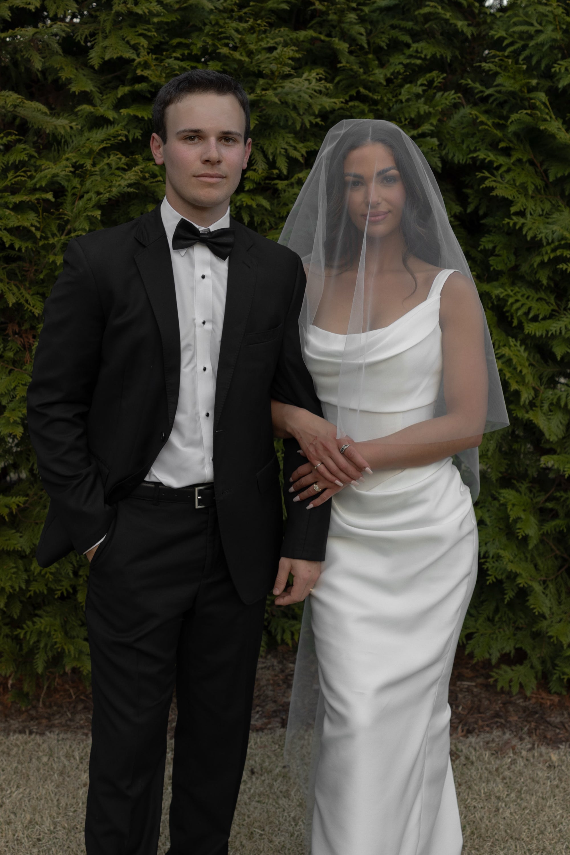 Cowl Neck Satin Wedding Dress with Corset Bodice