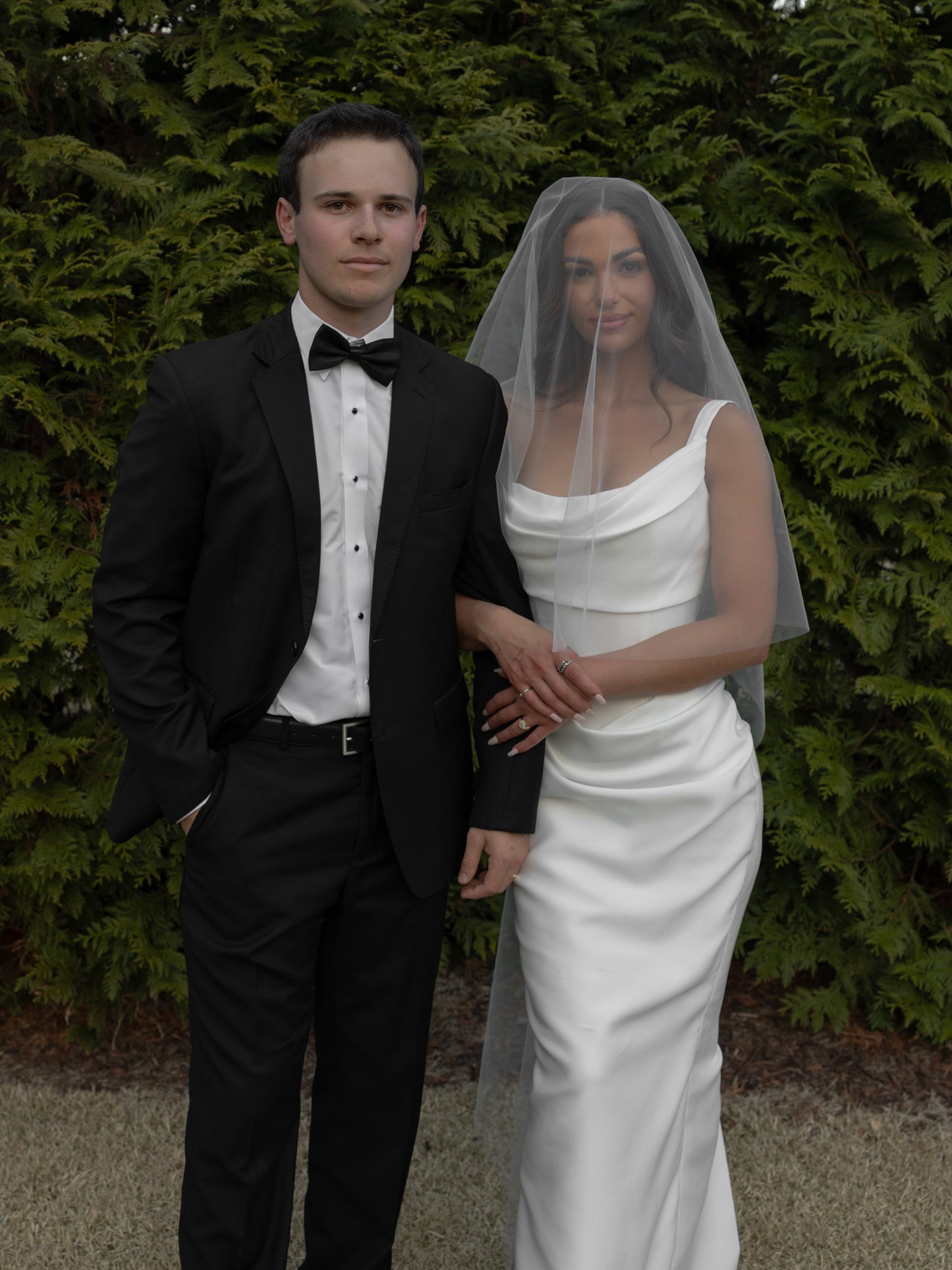 Cowl Neck Satin Wedding Dress with Corset Bodice