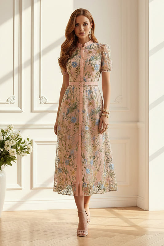 Floral Embroidered Midi Dress