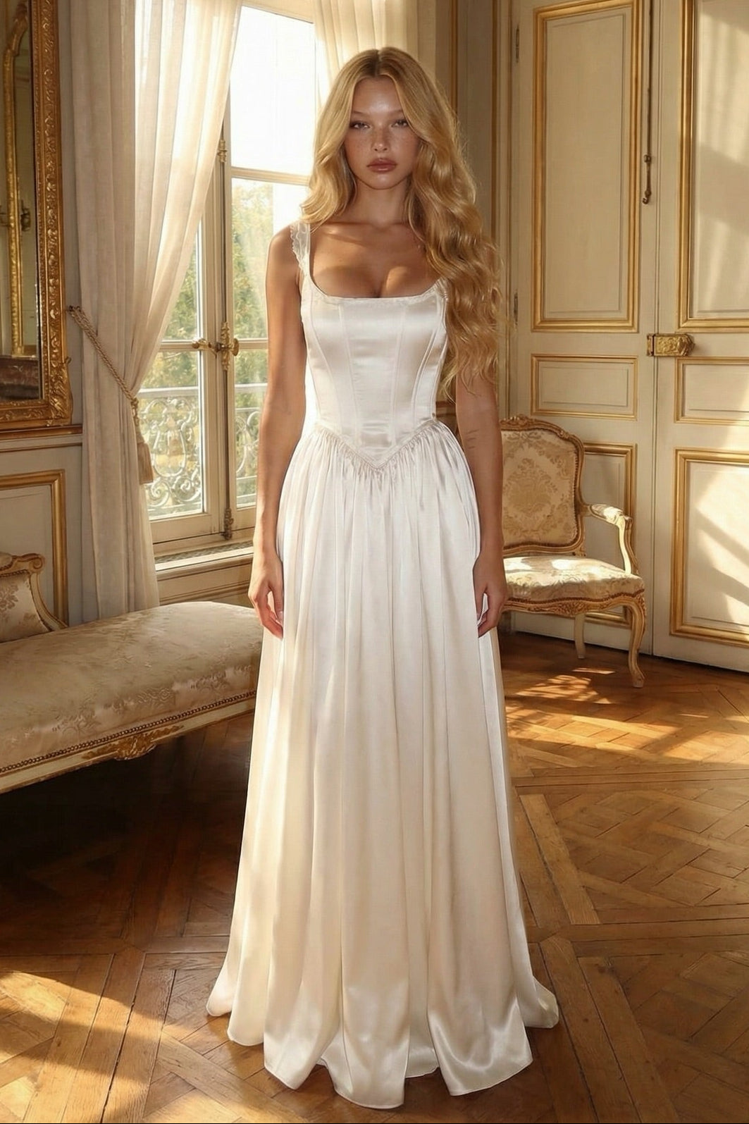 Corset Satin Convertible A-Line Wedding Dress