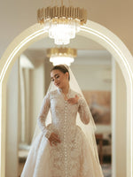 Long Sleeve Lace Ball Gown Wedding Dress
