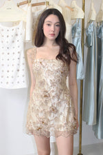 Beaded Floral Lace Embellished Mini Dress