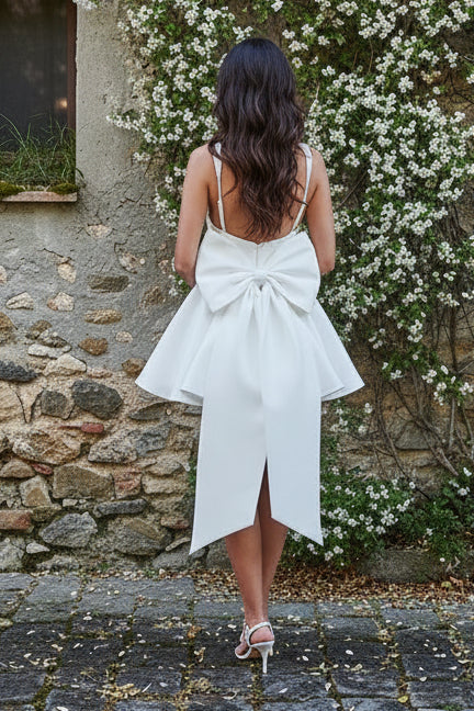 Square Neck Corset Mini Dress with Statement Bow