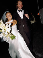 Strapless Satin A-Line Wedding Dress with Basque Waist