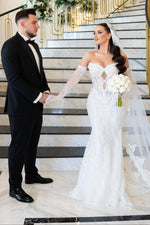 Corset Mermaid Lace Wedding Dress with Sleeves