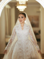 Long Sleeve Lace Ball Gown Wedding Dress
