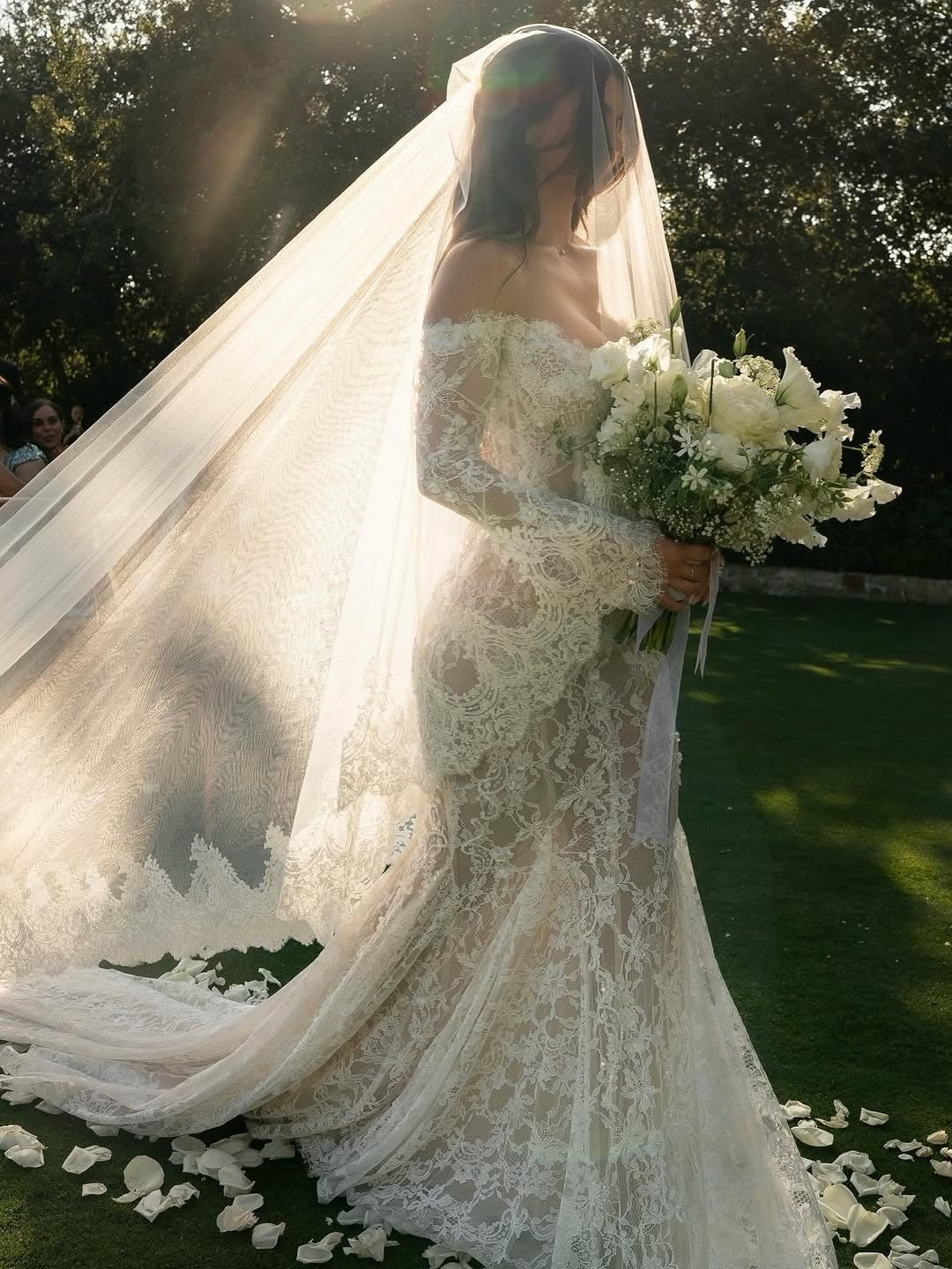 Off-the-Shoulder Long Sleeve Lace Mermaid Bridal Gown