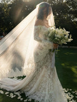 Off-the-Shoulder Long Sleeve Lace Mermaid Bridal Gown