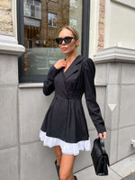 Long Sleeve Blazer Dress with Ruffled Hem