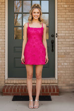 3D Floral Applique Spaghetti Strap Mini Dress