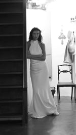 High Neck Halter Open Back Wedding Dress