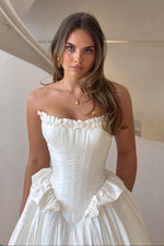 Corset Ball Gown Wedding Dress with Ruffled Trim