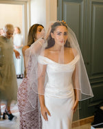 Off-the-Shoulder Cowl Neck Satin Wedding Dress