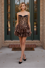 Strapless Corset Tiered Ruffle Mini Dress