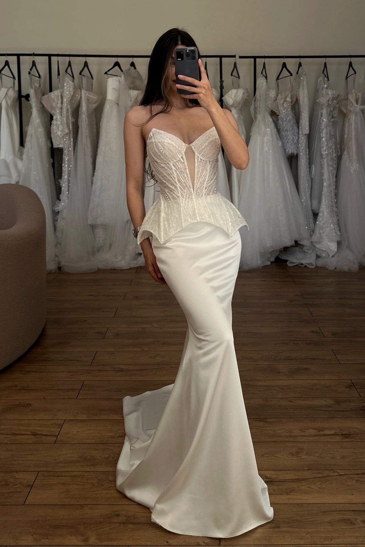 Corset Peplum Mermaid Wedding Dress with Train