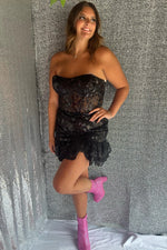 Strapless Corset Sequin Homecoming Dress