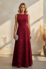 Sleeveless A-Line Maxi Dress with Lace Skirt