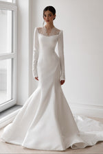 Lace Illusion Mermaid Wedding Dress with Sleeves