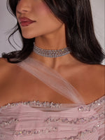 Tulle A-Line Evening Gown with Beaded Waist