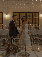 Cowl Neck Satin Wedding Dress with Corset Bodice