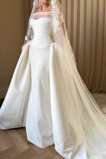 Ruched Corset Wedding Dress with Overskirt