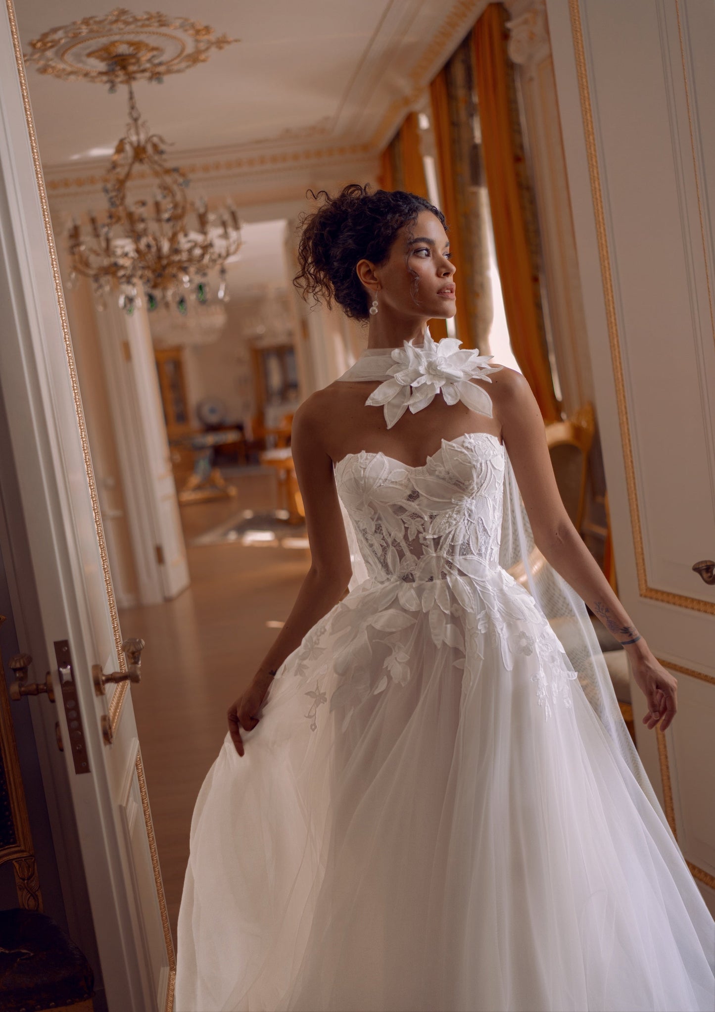 Sweetheart A-Line Tulle Wedding Dress with Corset Bodice