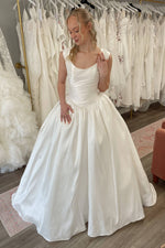 Ruched Basquewaid Satin Ball Gown Wedding Dress