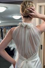 Halter Neck Sheath Wedding Dress with Draped Back