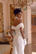 Off-the-Shoulder Ruched Trumpet Wedding Dress