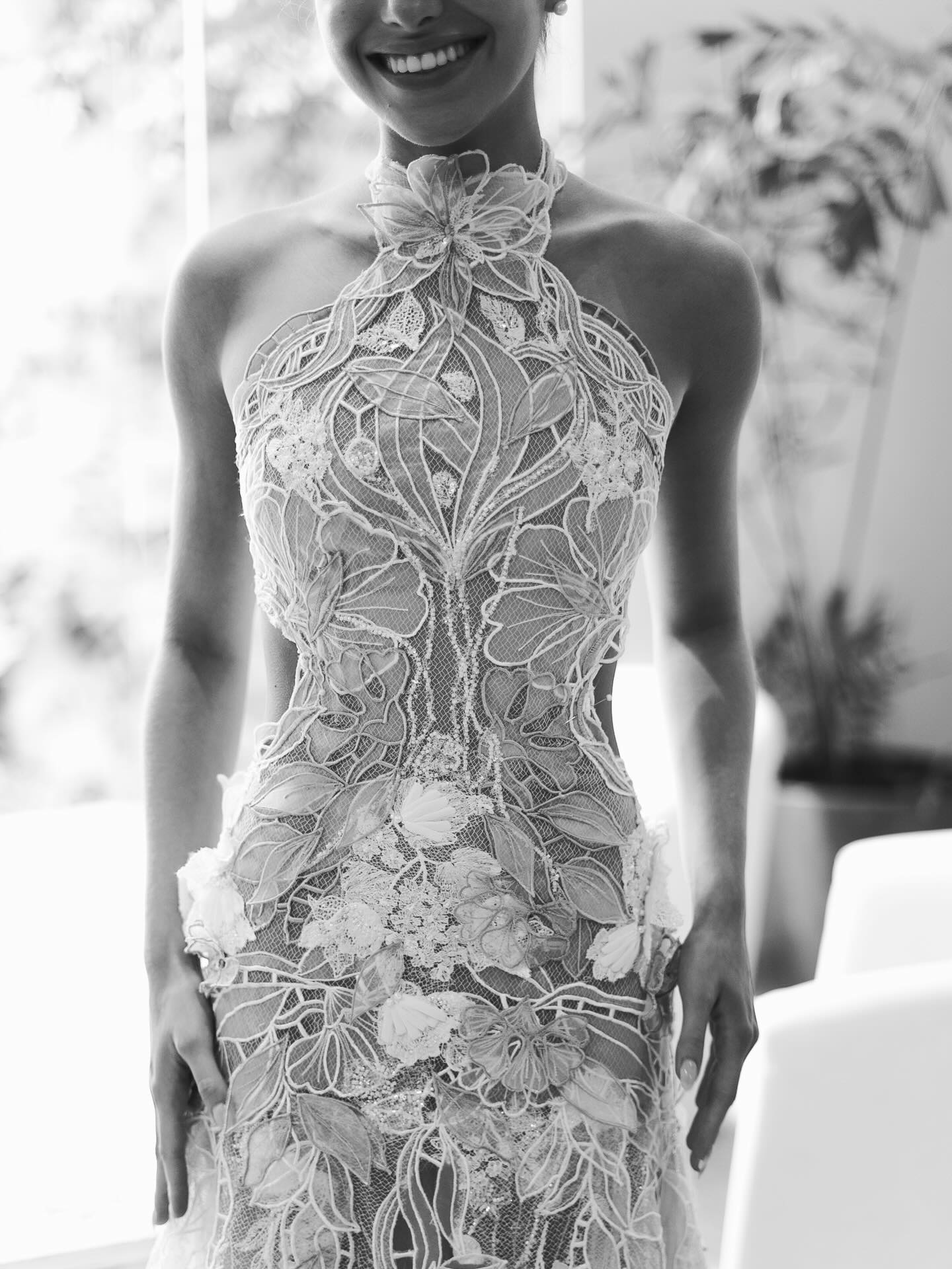 Halter High Neck Cut-Out Lace Wedding Dress