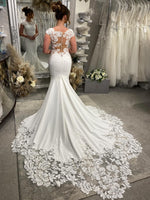 Cap Sleeve Mermaid Wedding Dress with Illusion Lace Back
