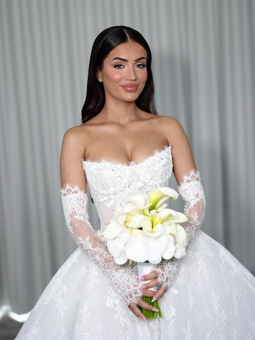 Strapless Lace Corset Ball Gown Wedding Dress