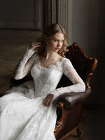 Long Sleeve Lace Corset Ball Gown Wedding Dress