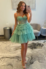Sweetheart Corset Tiered Tulle Mini Dress
