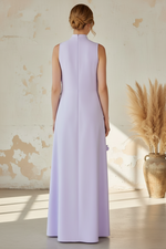 Elegant High Neck Sleeveless 3D Floral Maxi Dress