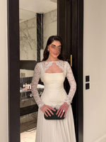 Long Sleeve Lace Square Neck A-Line Wedding Dress