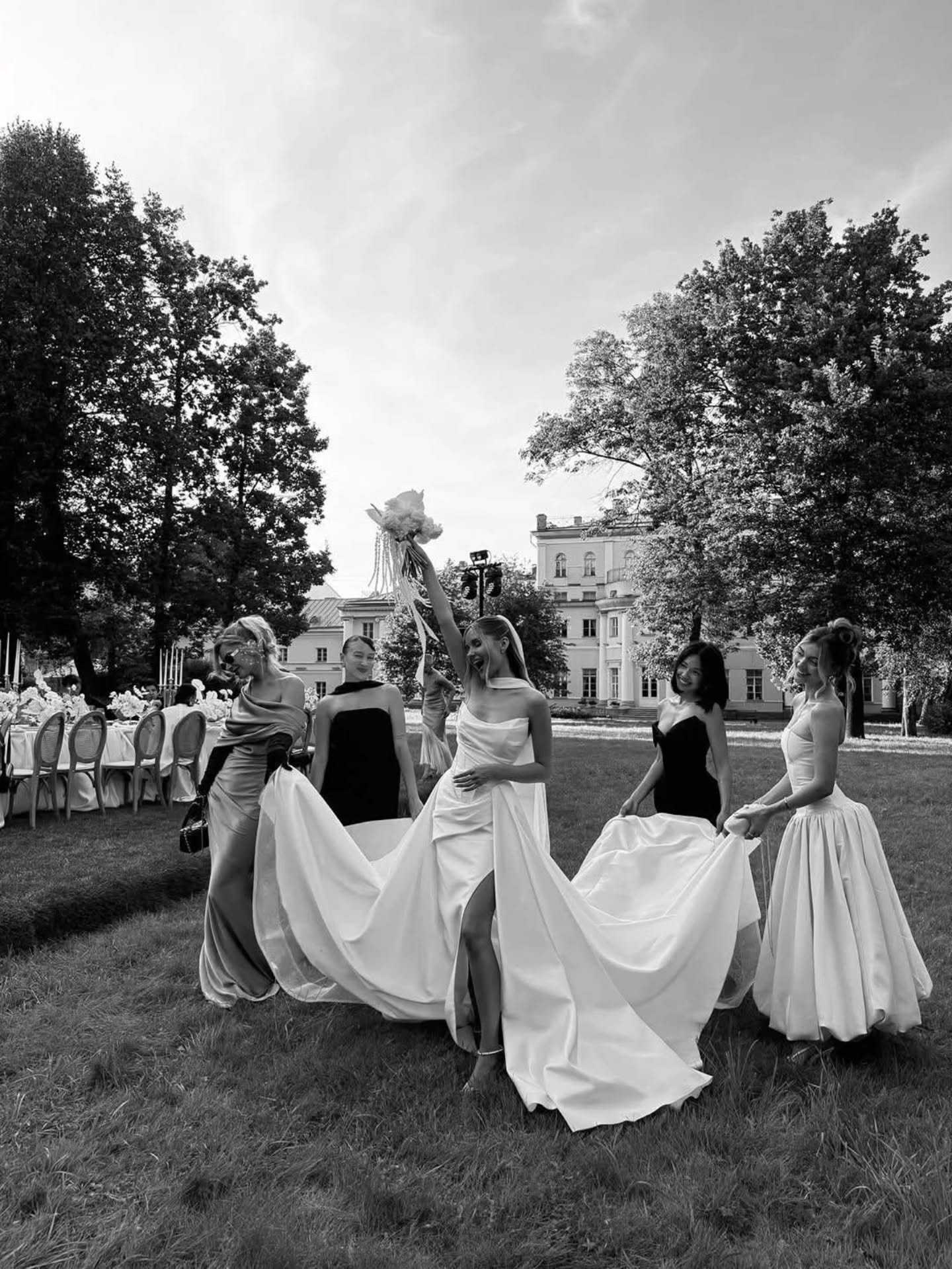 Cowl Neck Satin Wedding Dress with High Slit