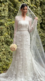 Lace Mermaid Wedding Dress with Long Sleeves